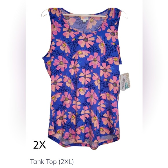 NWT Lularoe Tank top beautiful pink tone flowers and blue comfy and soft - Picture 1 of 3